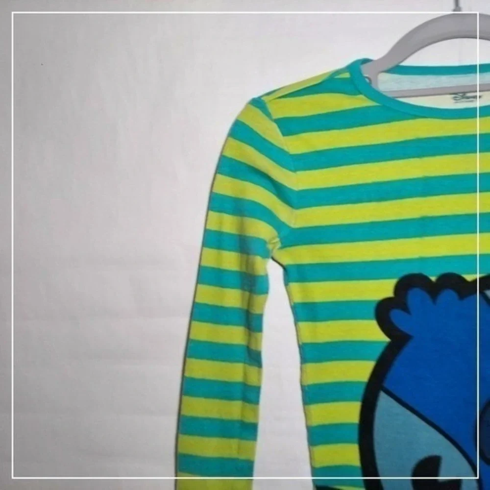 Disney Shirt Girls 10 Blue Stitch Character Graphic Sleepwear Lounge Long Sleeve